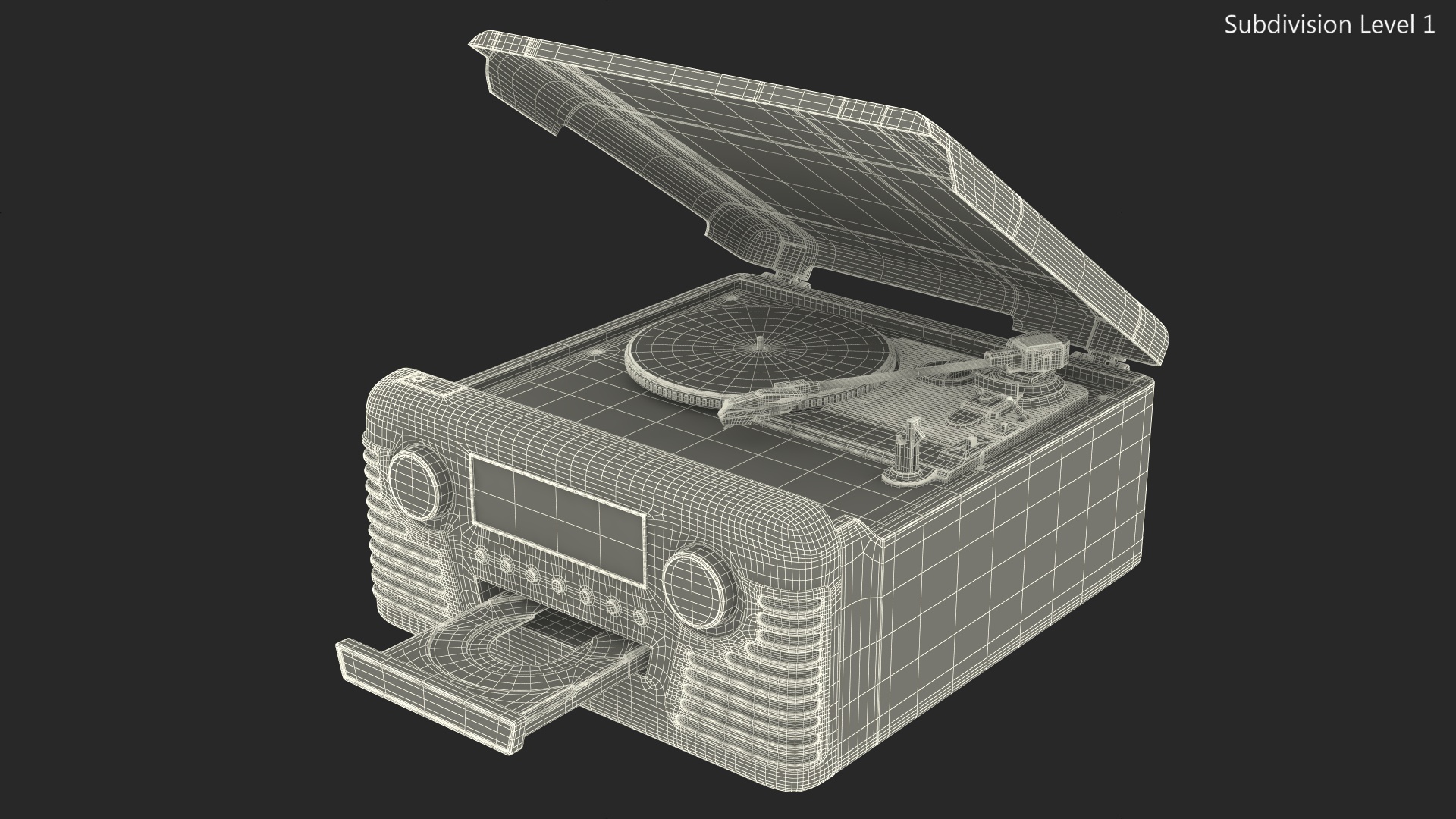 Red Retro Turntable 3D model