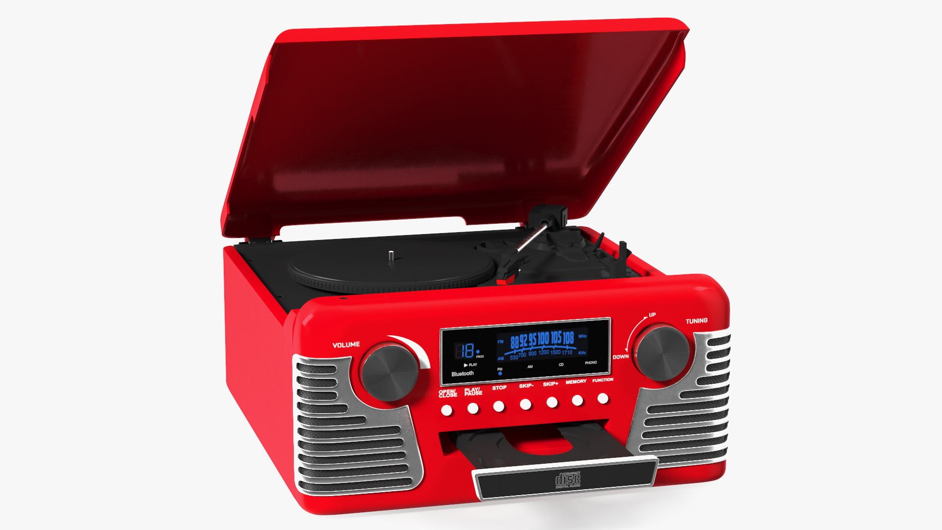 Red Retro Turntable 3D model