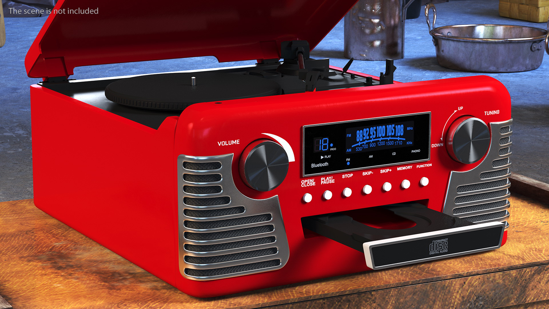 Red Retro Turntable 3D model