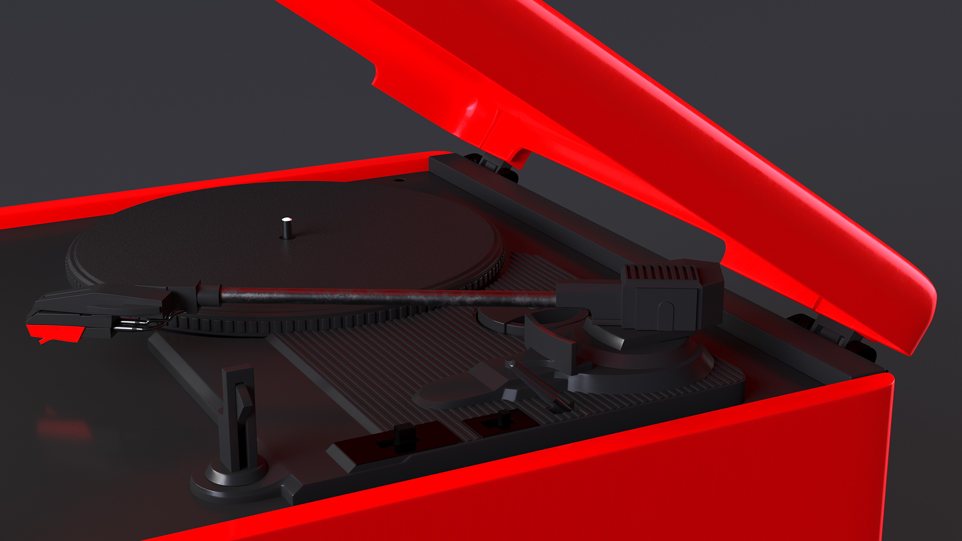 Red Retro Turntable 3D model