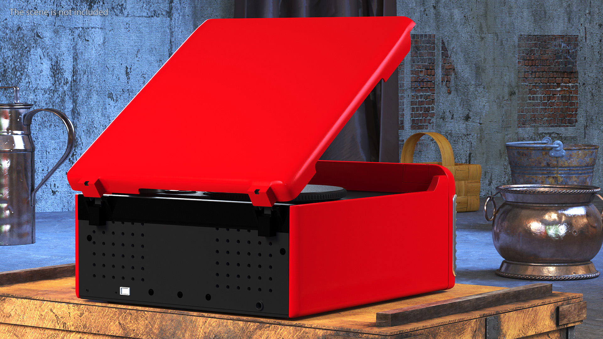 Red Retro Turntable 3D model