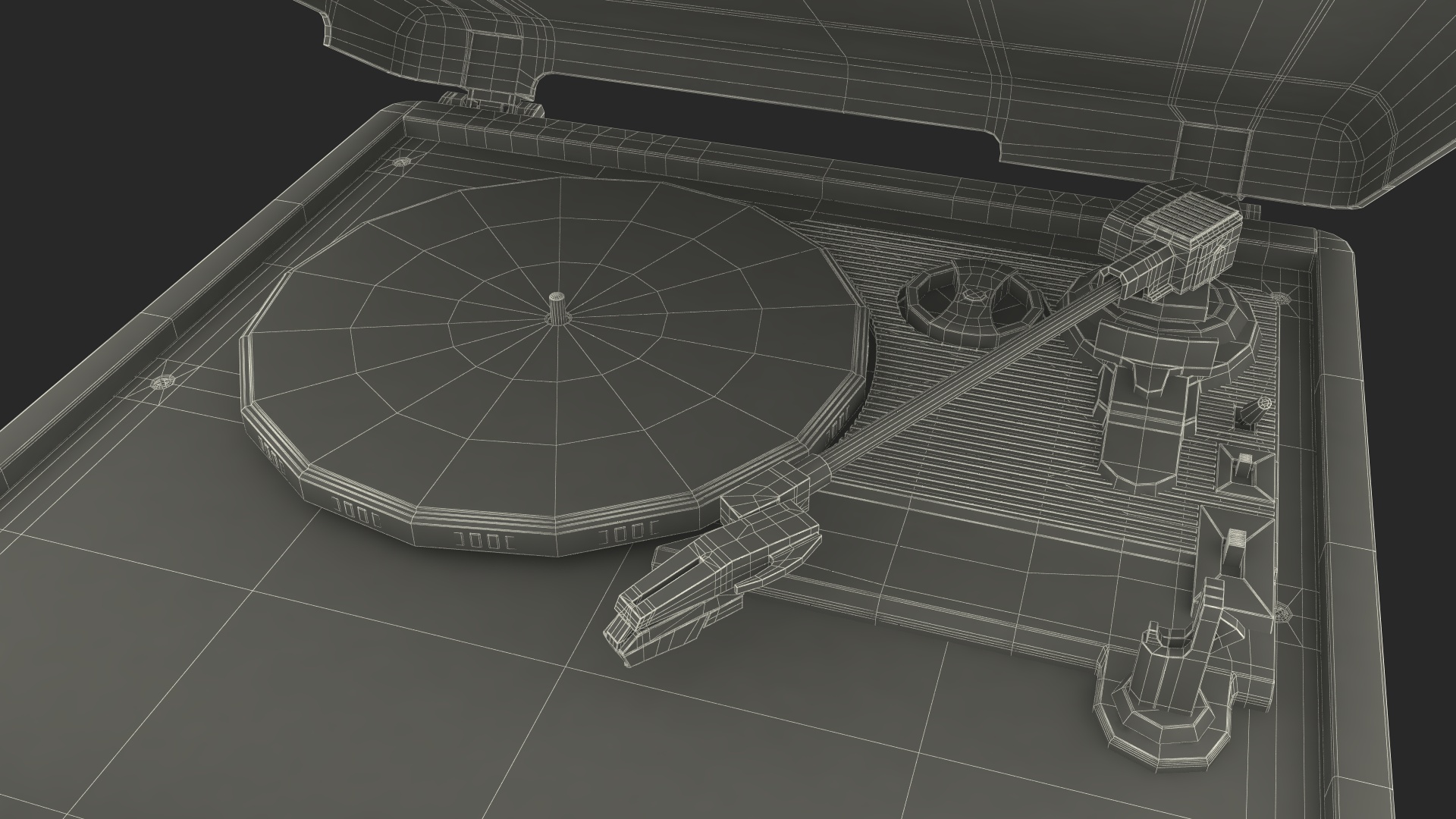 Red Retro Turntable 3D model