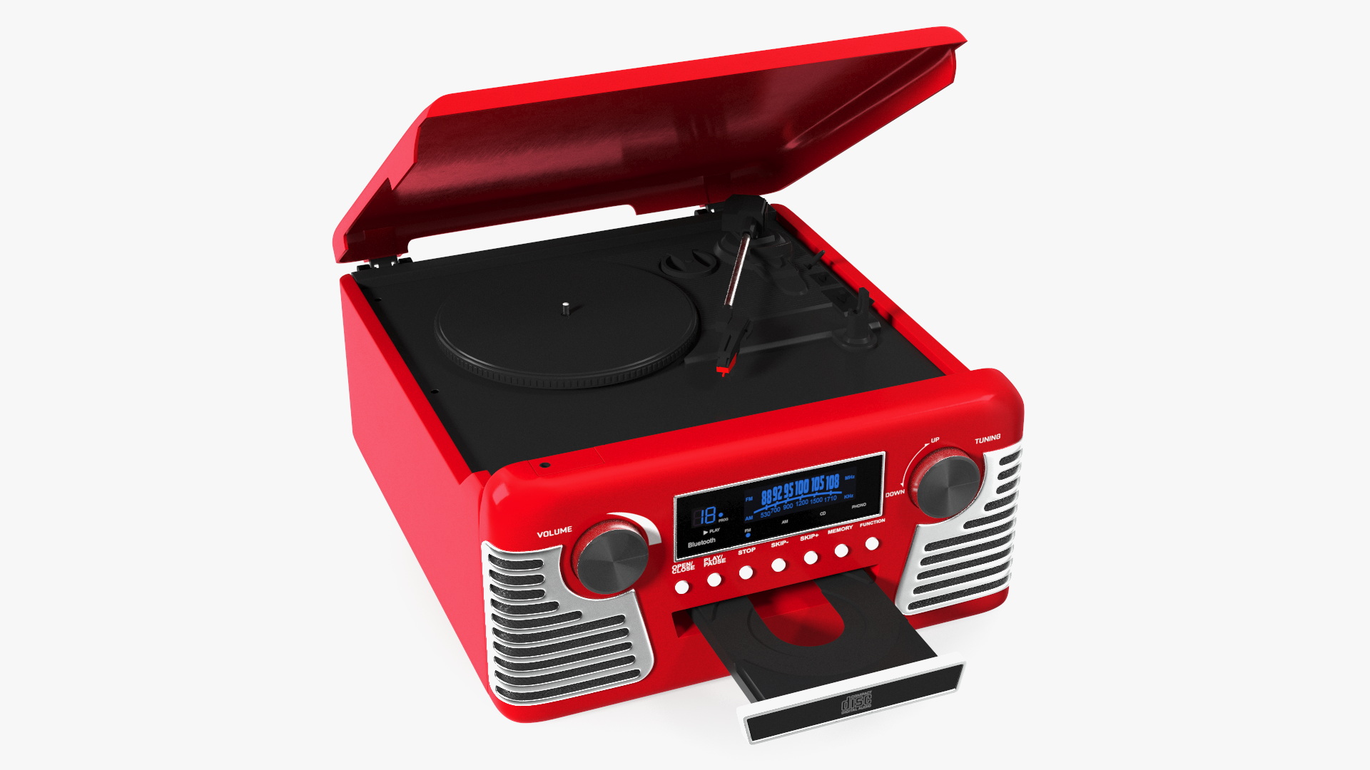 Red Retro Turntable 3D model