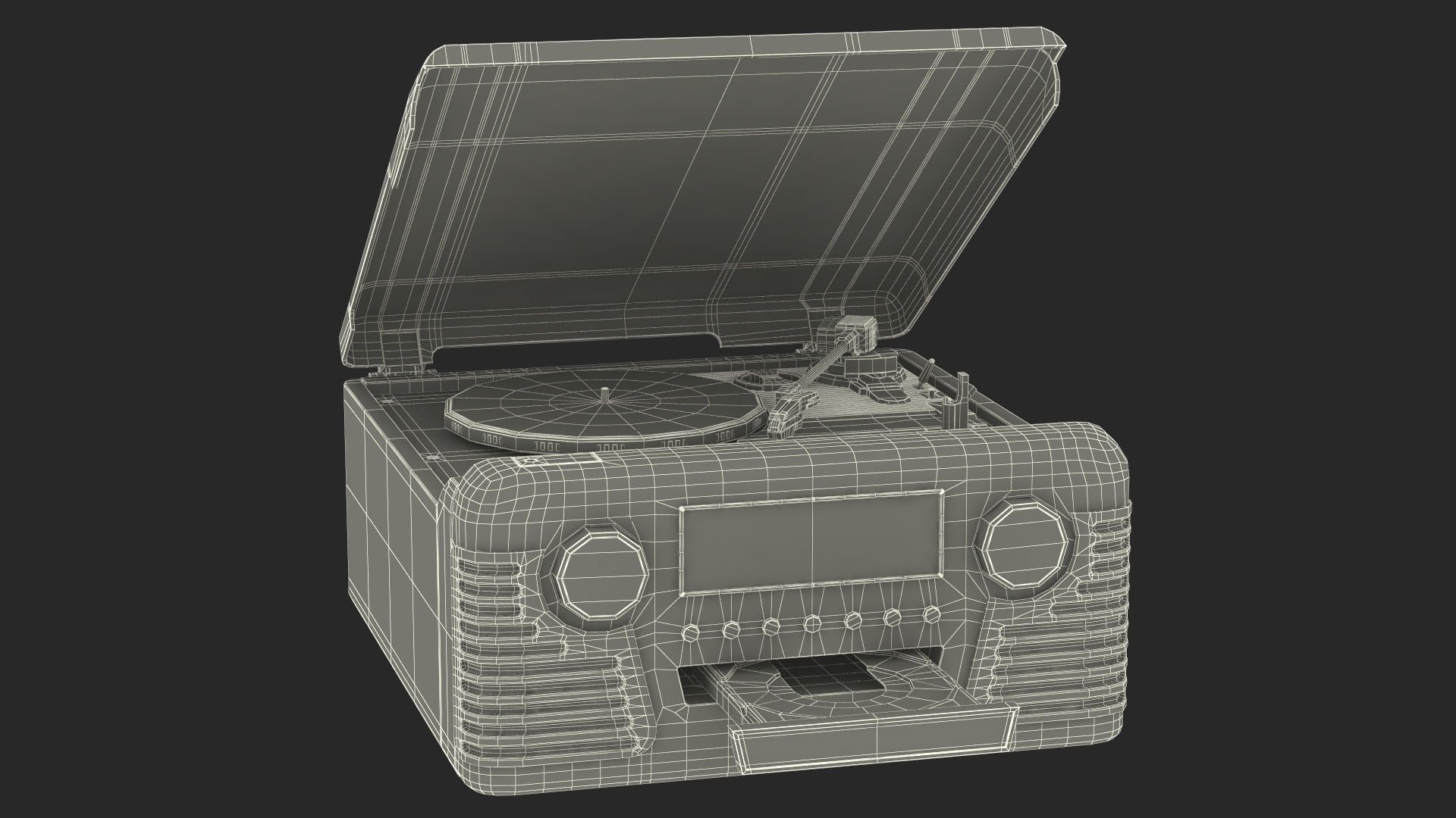 Red Retro Turntable 3D model