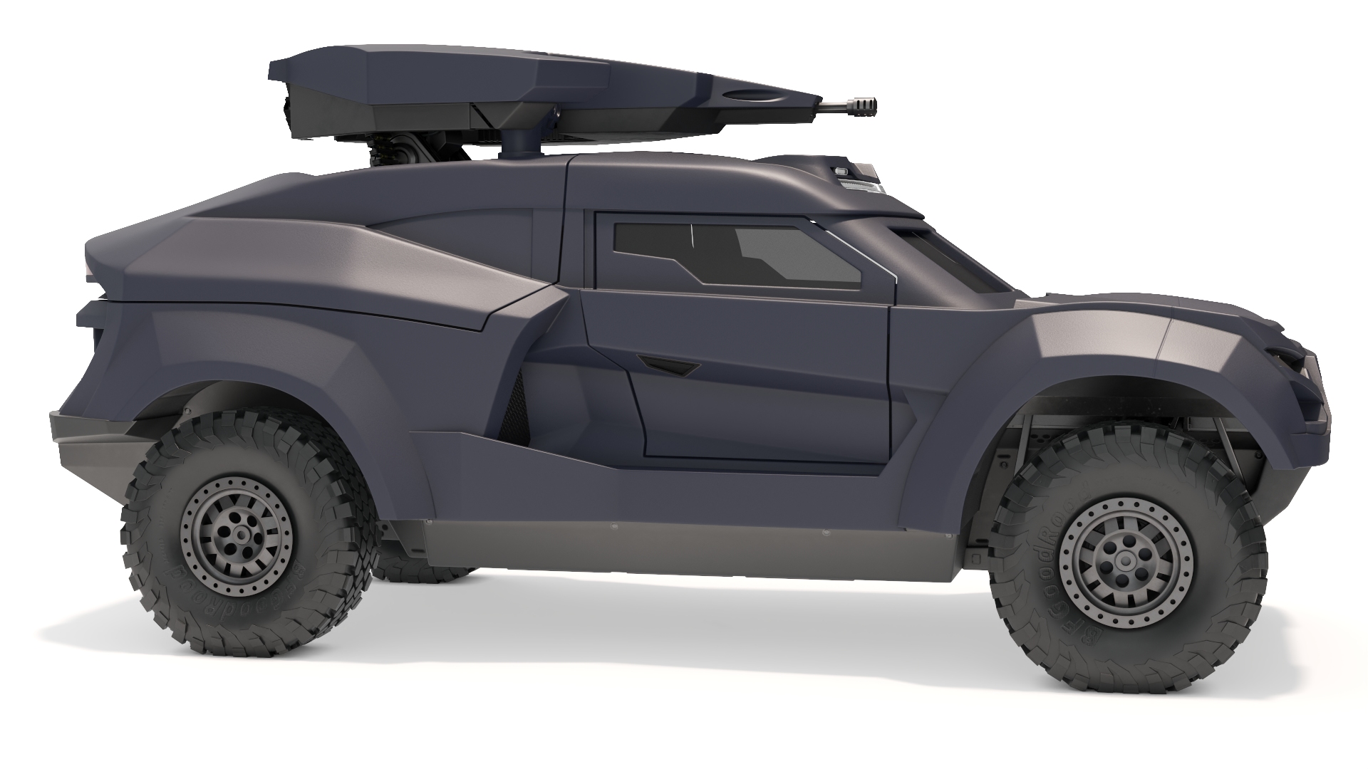 3D Armored Ground Interceptor Car with Raised Gun Turret model