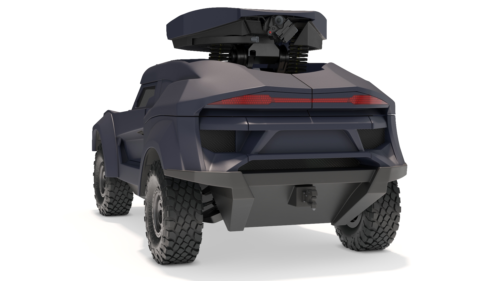 3D Armored Ground Interceptor Car with Raised Gun Turret model