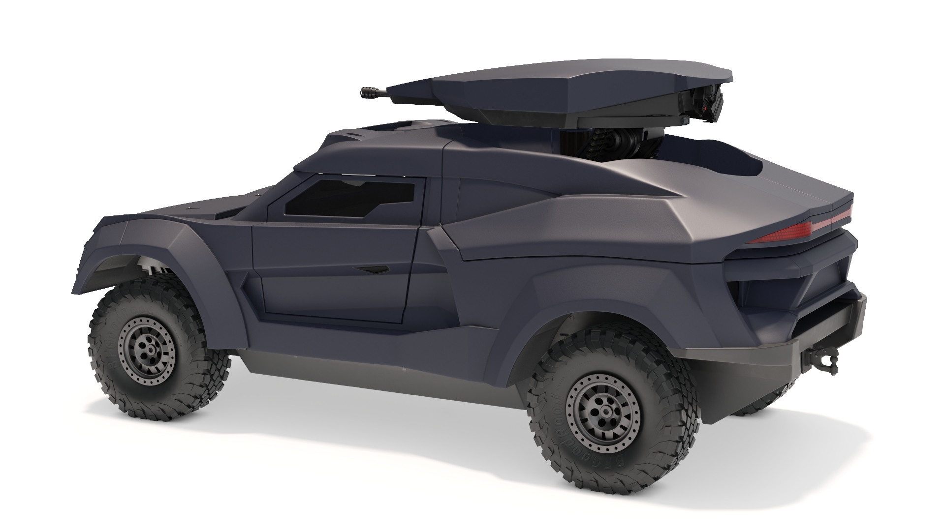3D Armored Ground Interceptor Car with Raised Gun Turret model