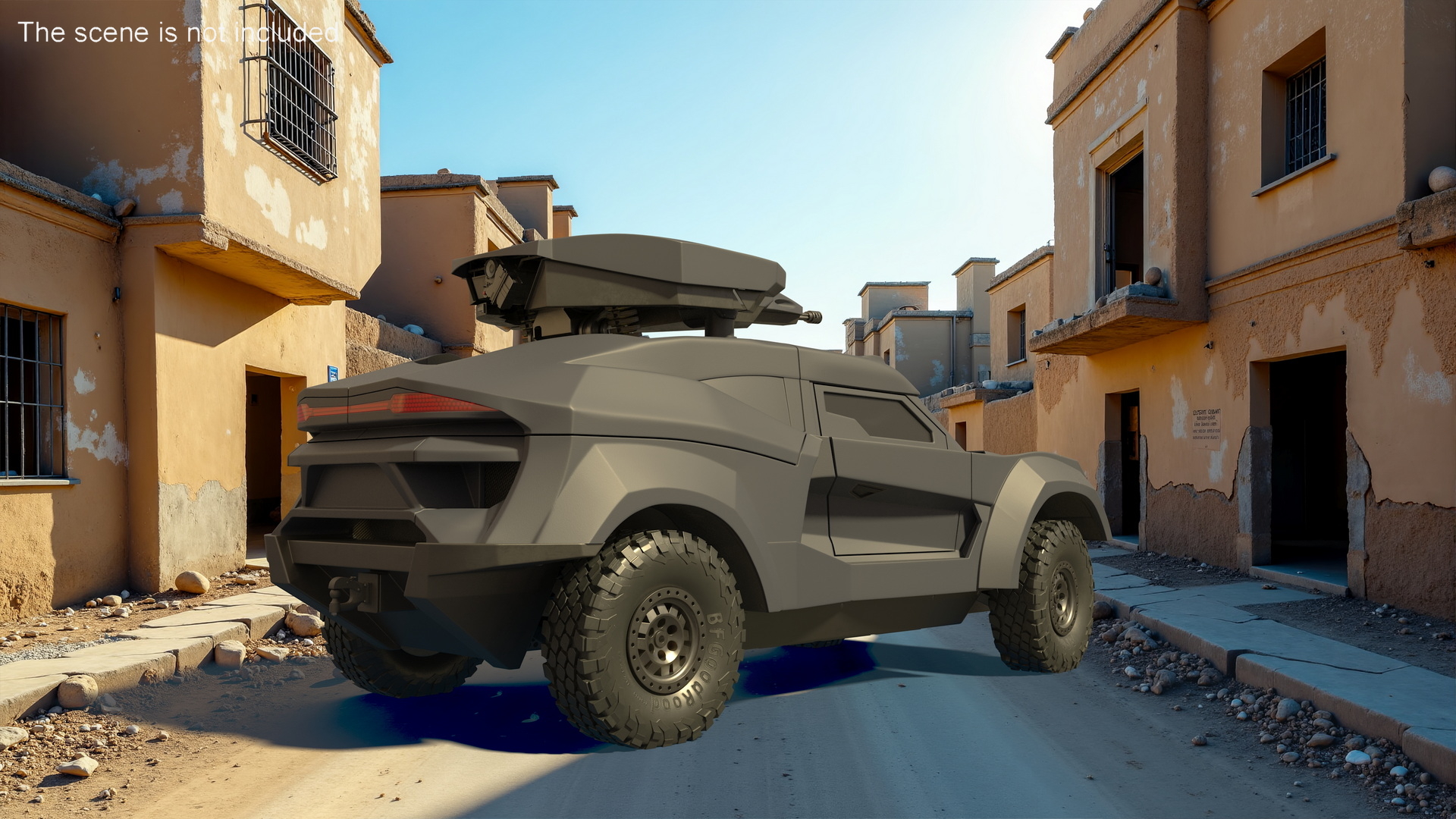 3D Armored Ground Interceptor Car with Raised Gun Turret model