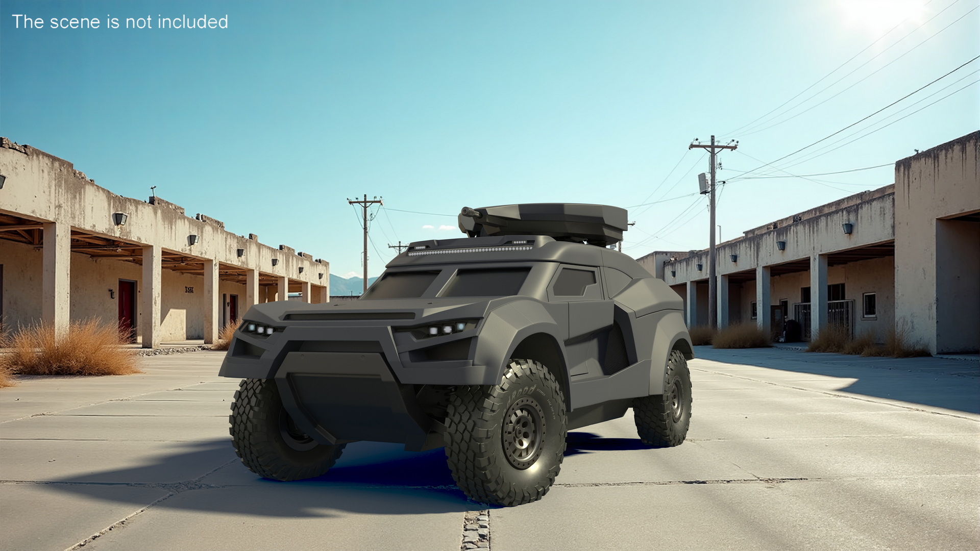 3D Armored Ground Interceptor Car with Raised Gun Turret model