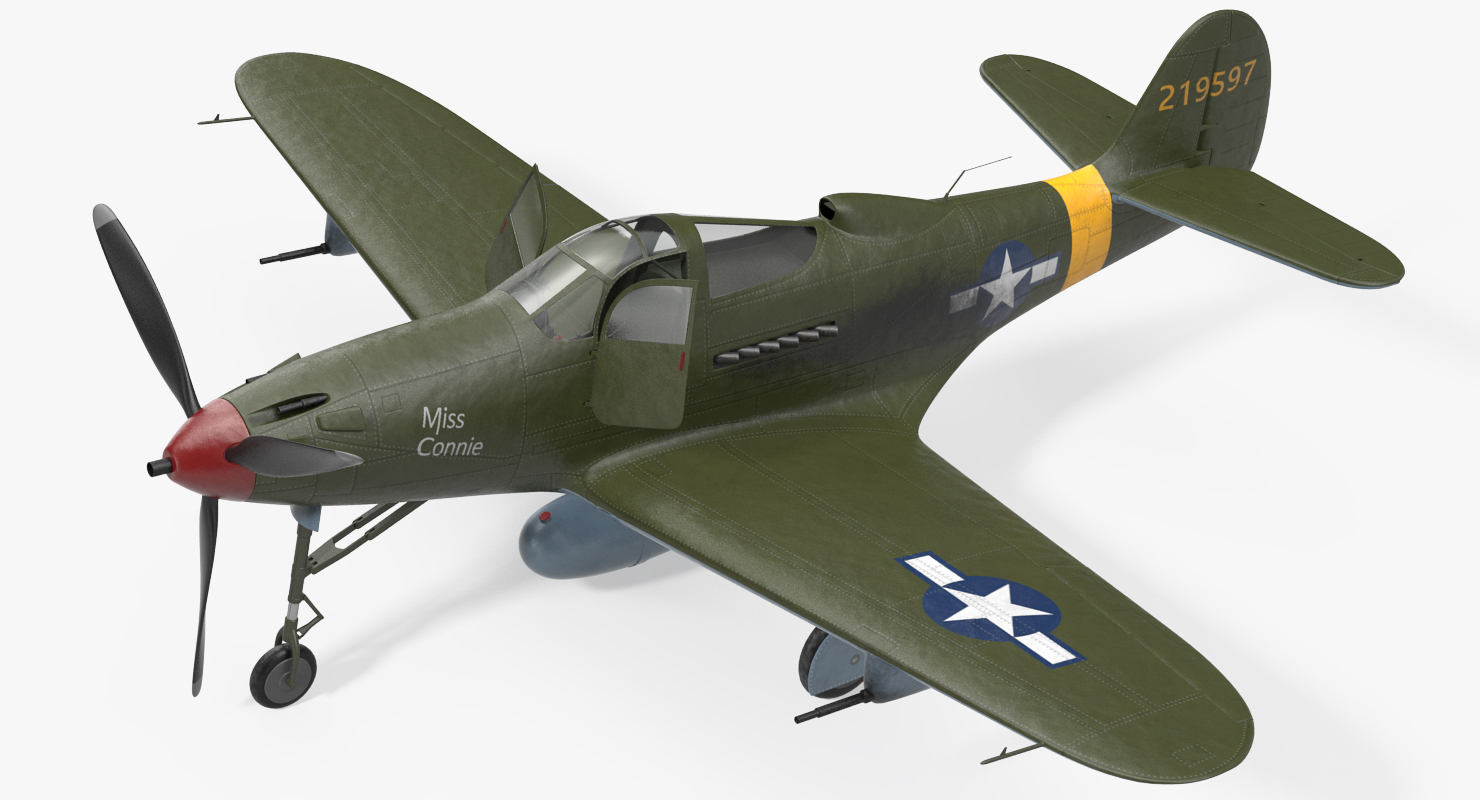 American WWII Fighter Aircraft P 39 Aircobra 3D model