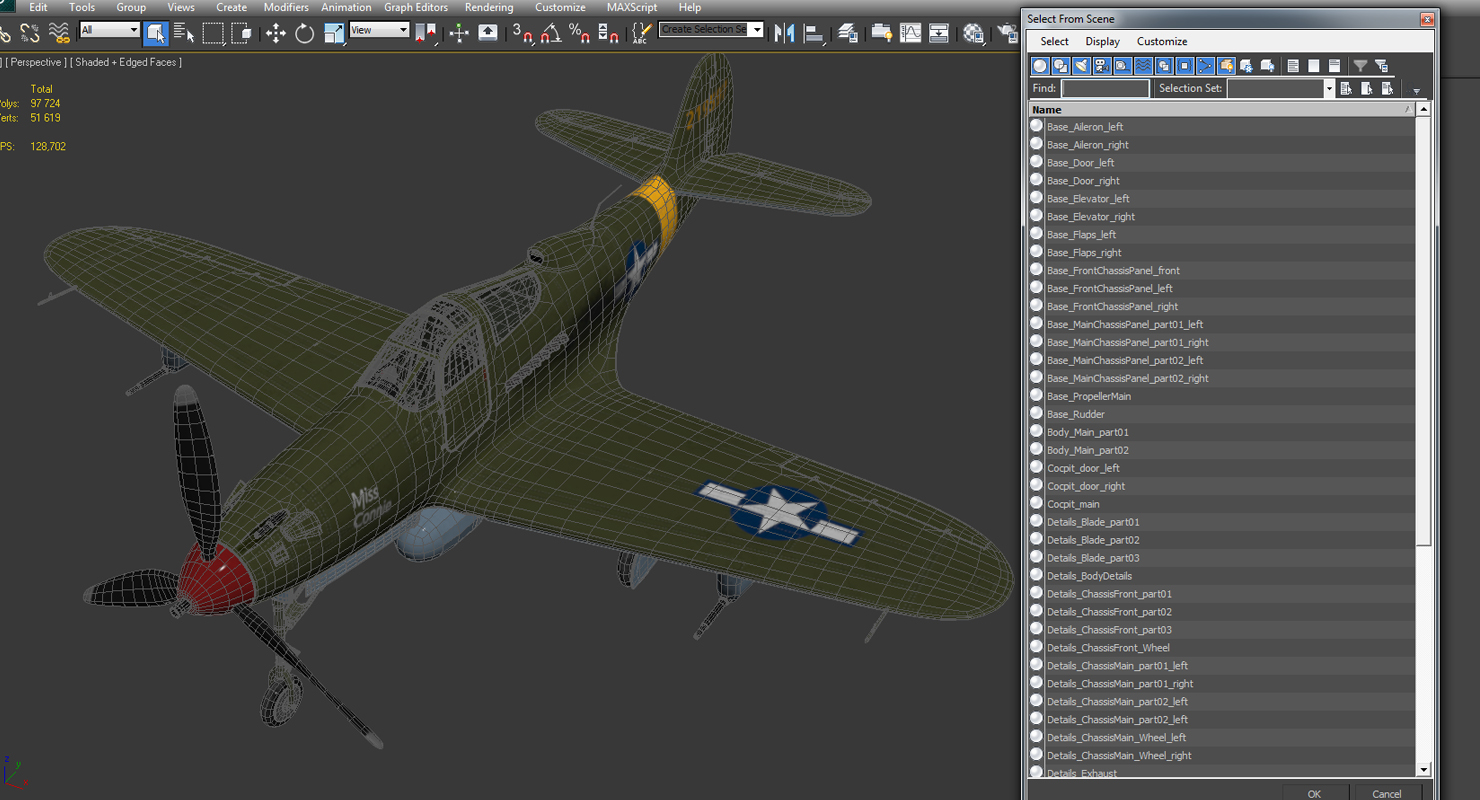 American WWII Fighter Aircraft P 39 Aircobra 3D model