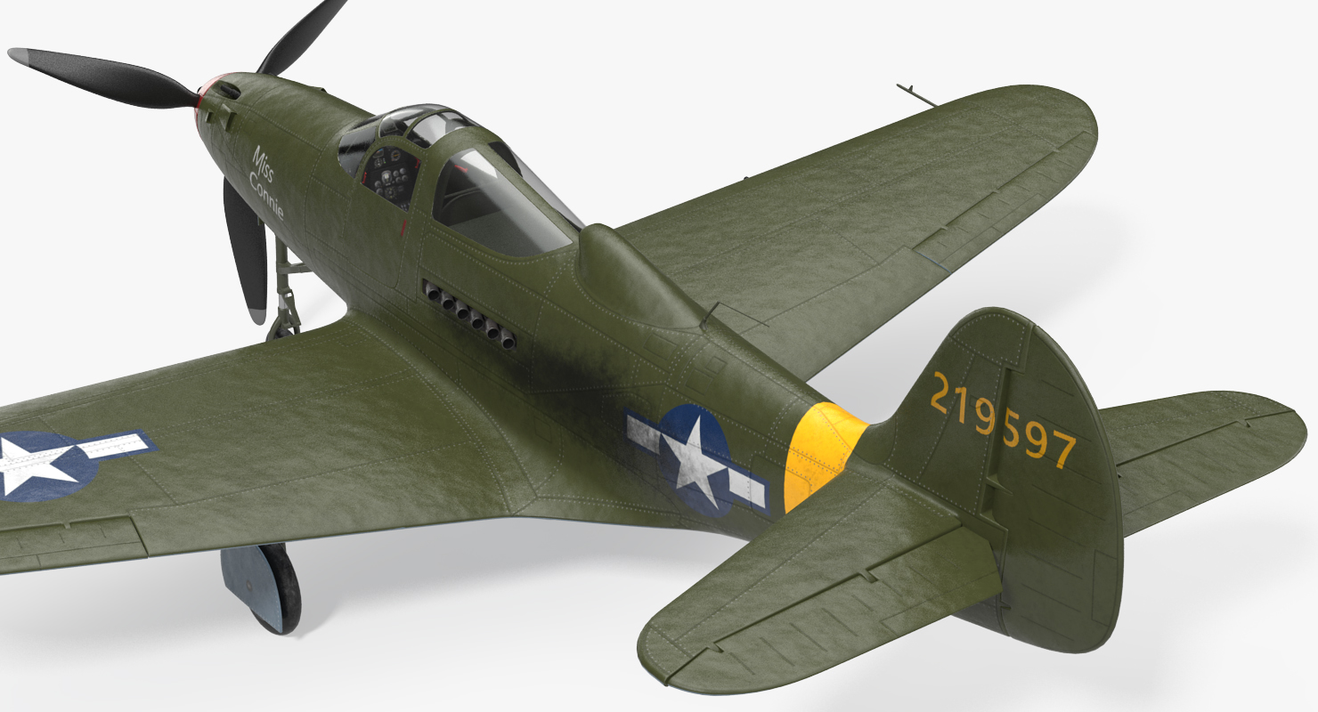 American WWII Fighter Aircraft P 39 Aircobra 3D model