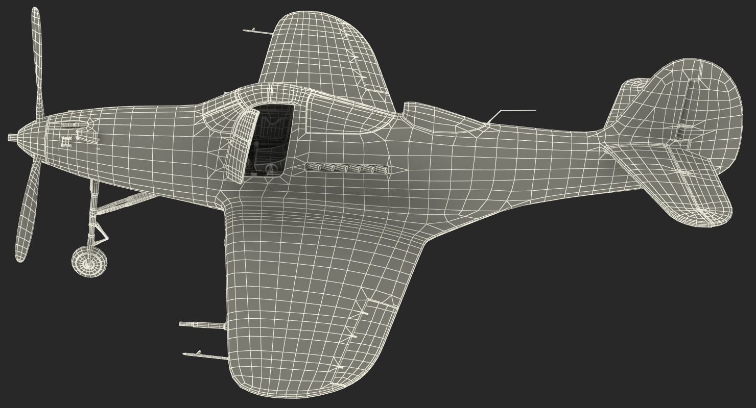 American WWII Fighter Aircraft P 39 Aircobra 3D model