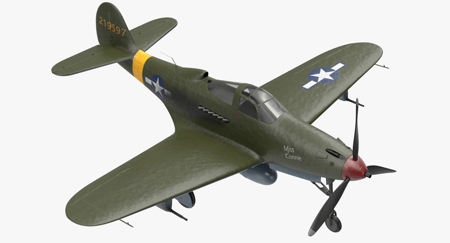 American WWII Fighter Aircraft P 39 Aircobra 3D model