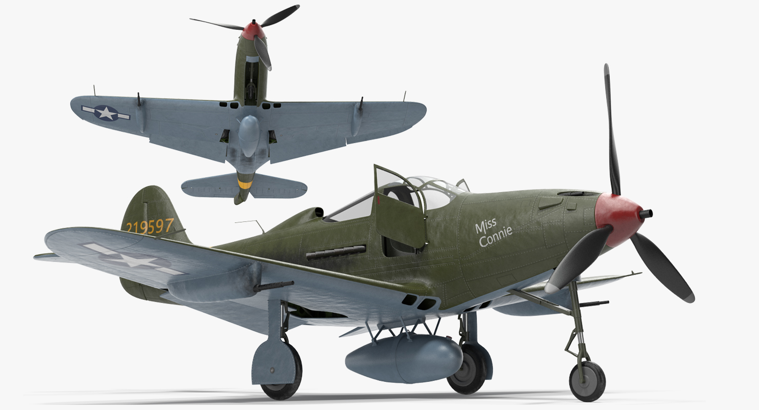 American WWII Fighter Aircraft P 39 Aircobra 3D model