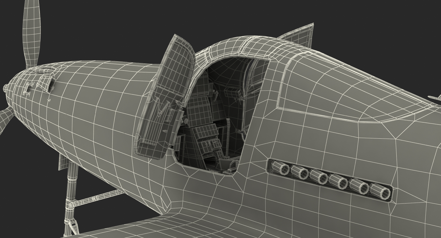 American WWII Fighter Aircraft P 39 Aircobra 3D model