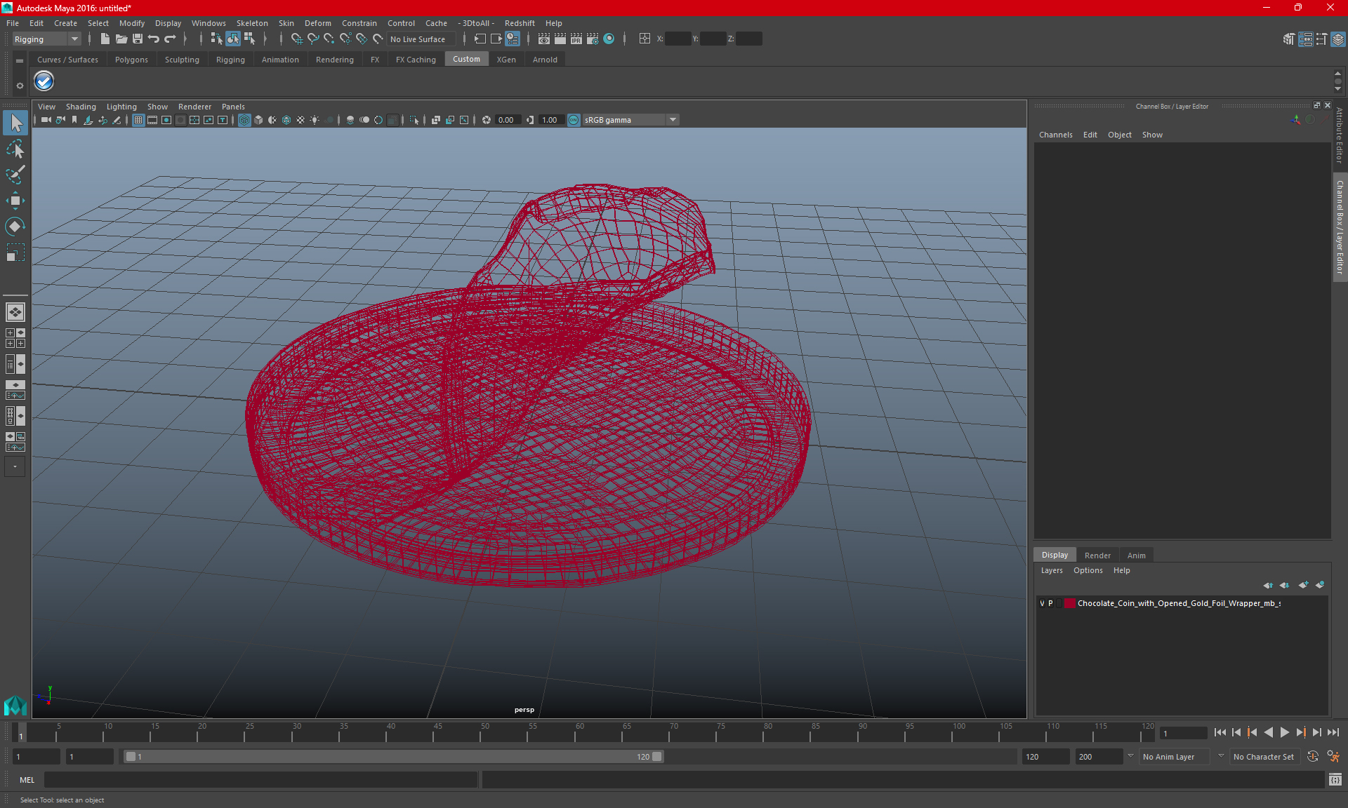 Chocolate Coin with Opened Gold Foil Wrapper 3D model