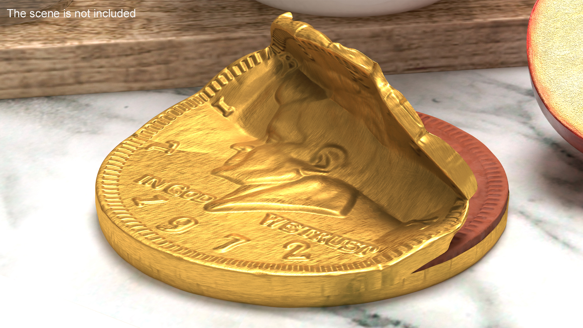Chocolate Coin with Opened Gold Foil Wrapper 3D model