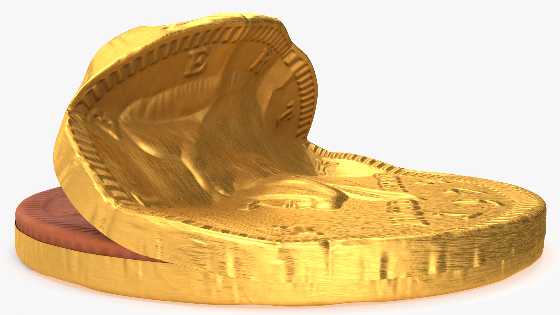 Chocolate Coin with Opened Gold Foil Wrapper 3D model