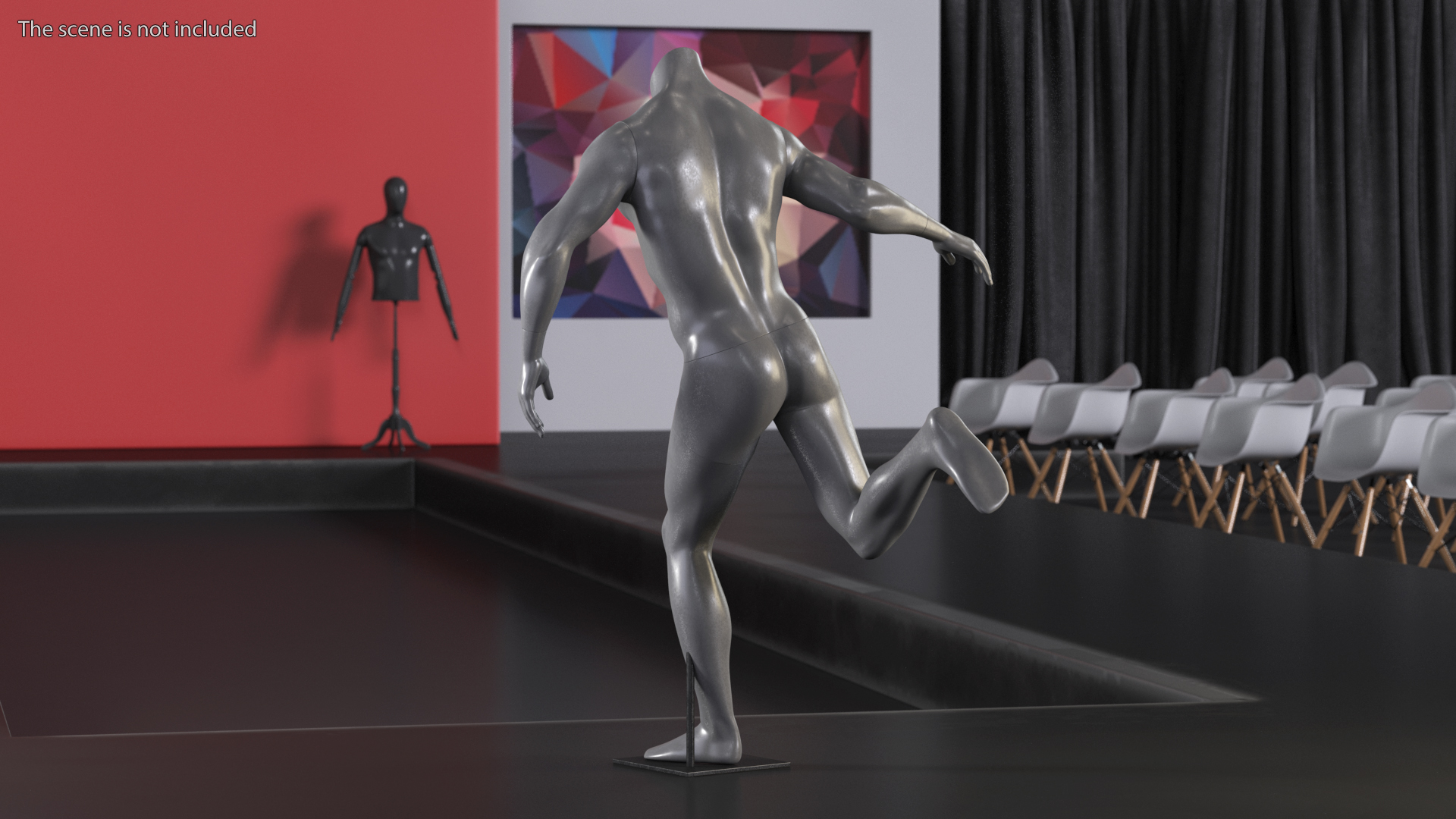 3D Male Sports Mannequin Playing Basketball Black