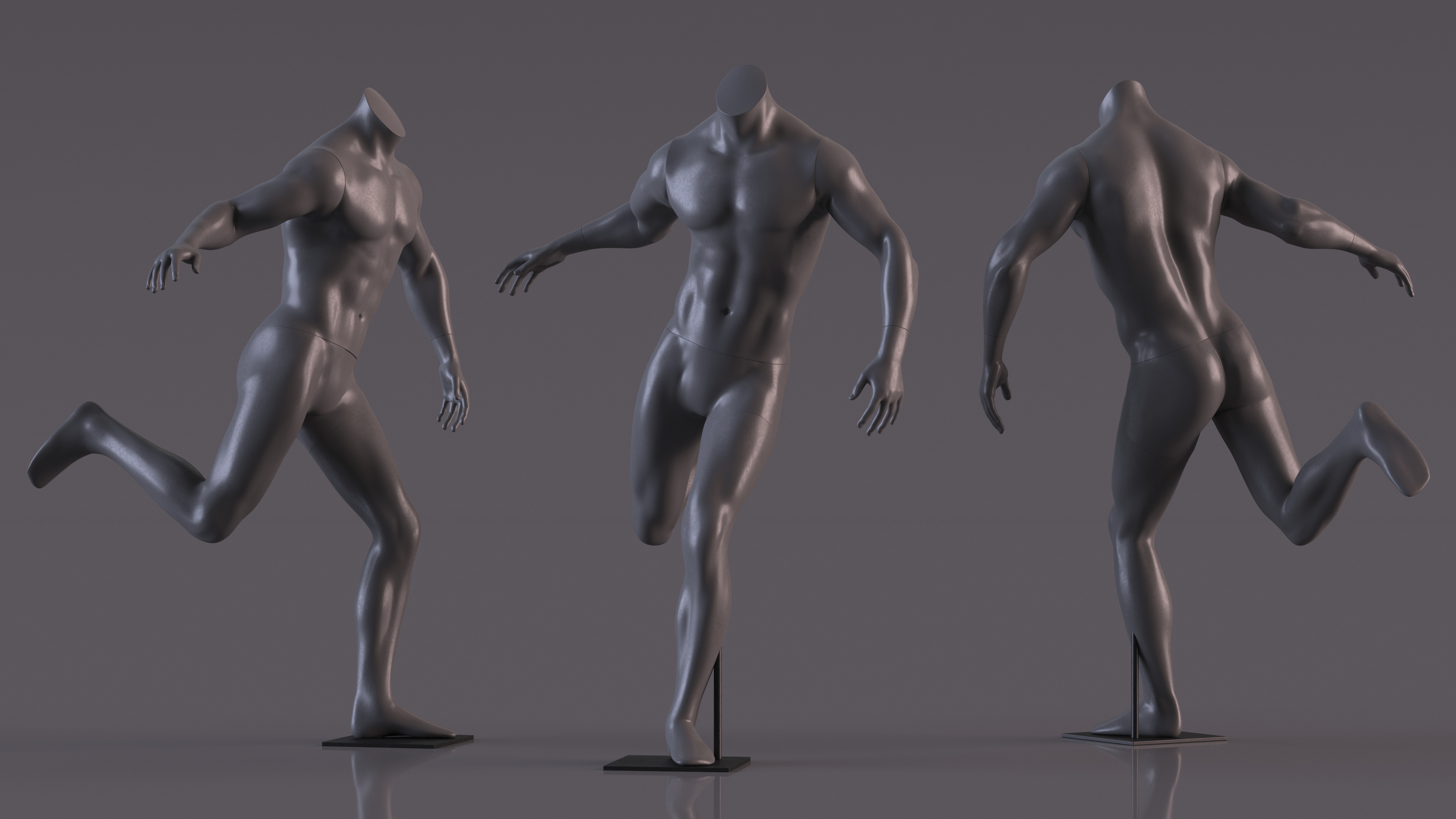 3D Male Sports Mannequin Playing Basketball Black