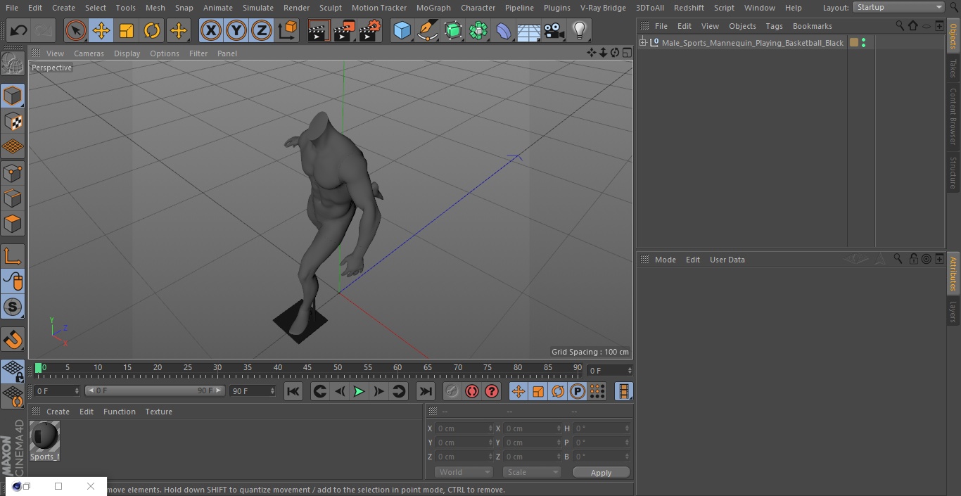 3D Male Sports Mannequin Playing Basketball Black