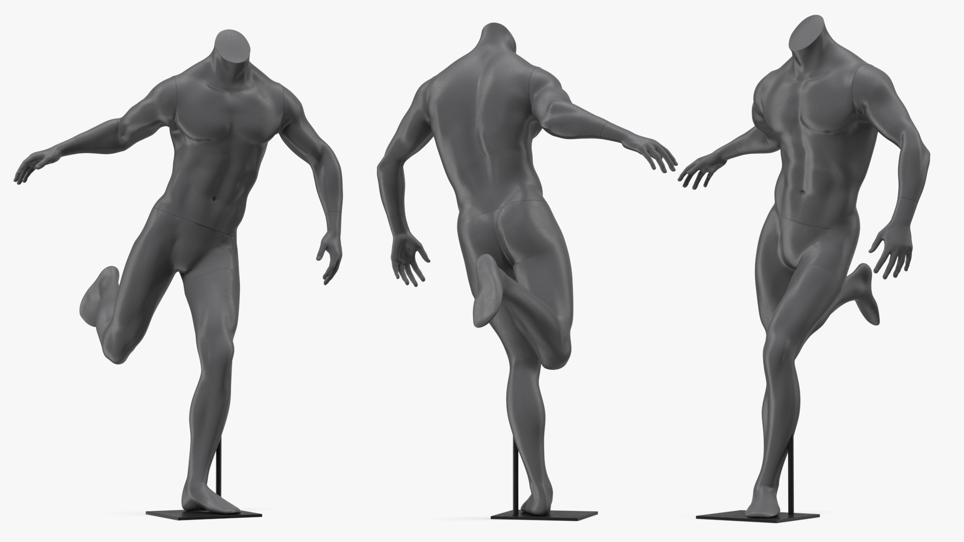 3D Male Sports Mannequin Playing Basketball Black