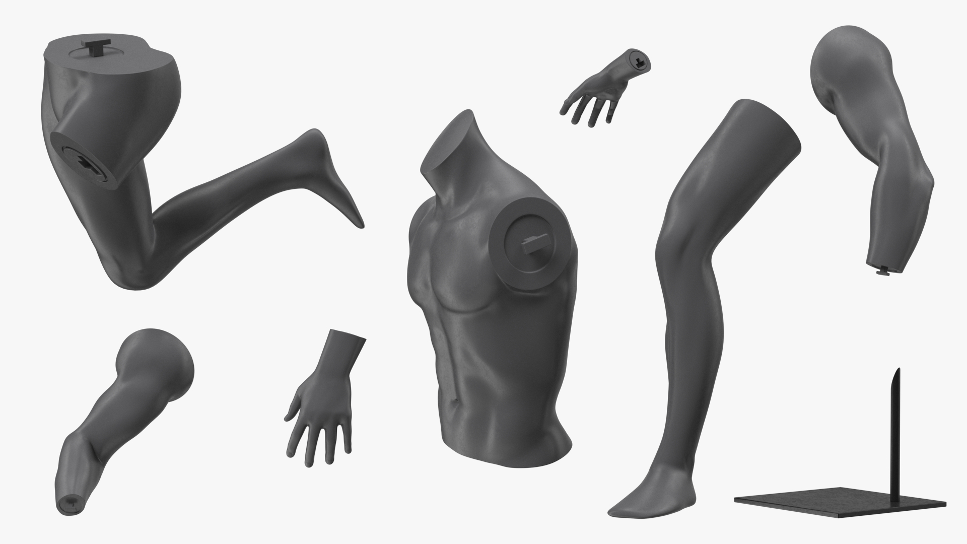 3D Male Sports Mannequin Playing Basketball Black