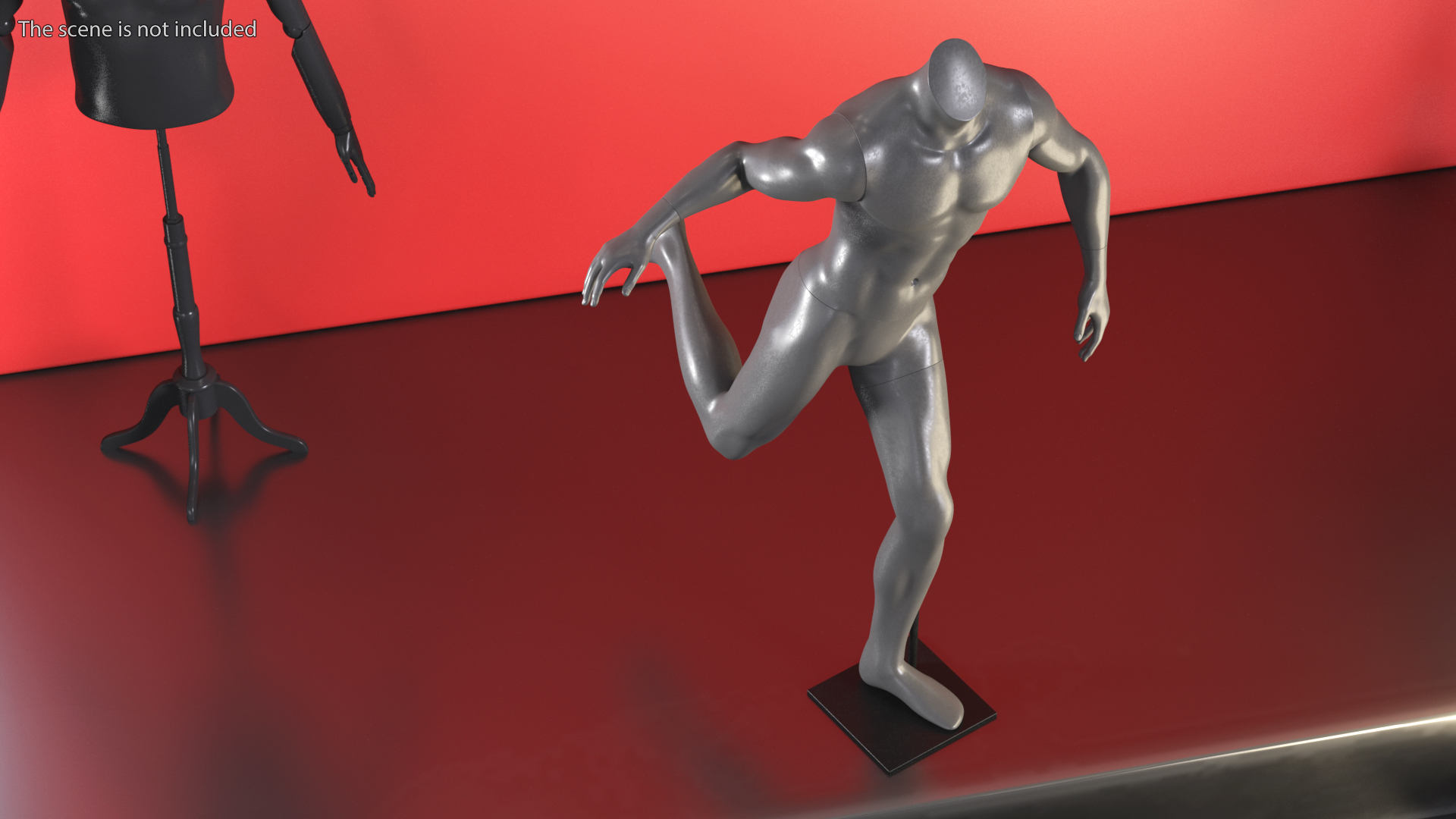 3D Male Sports Mannequin Playing Basketball Black