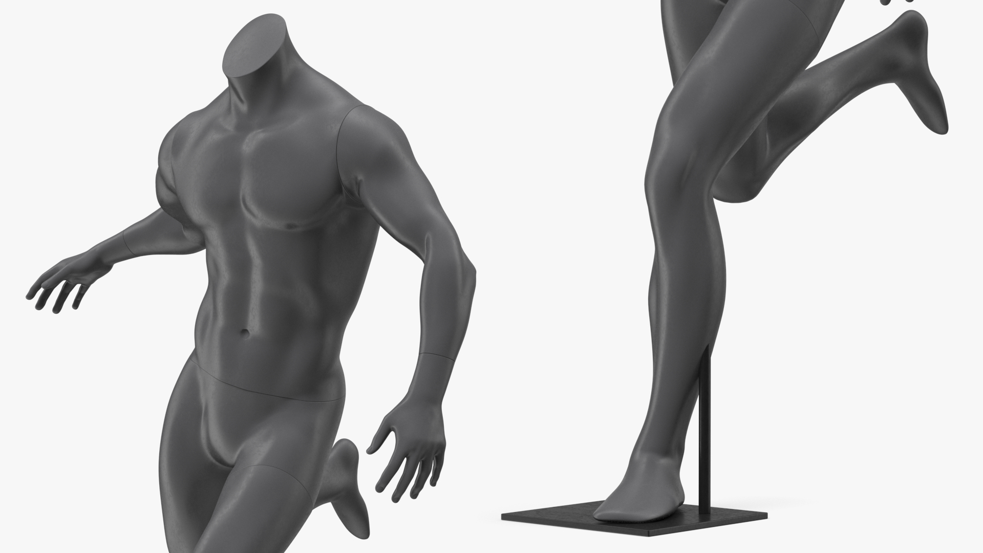 3D Male Sports Mannequin Playing Basketball Black
