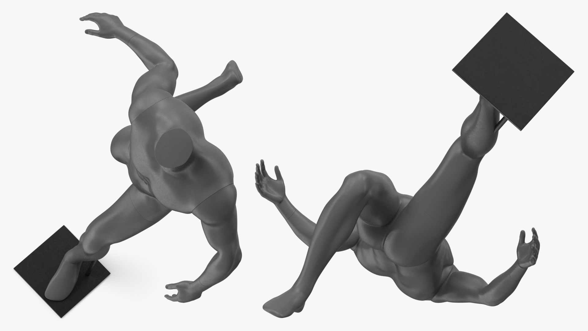 3D Male Sports Mannequin Playing Basketball Black