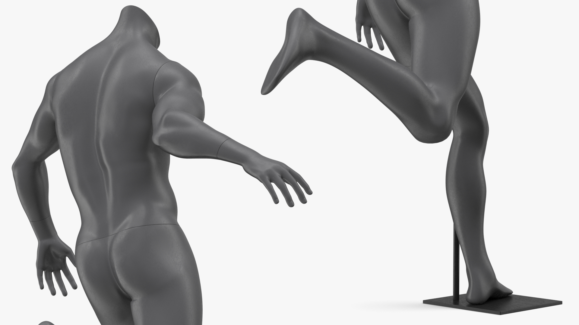 3D Male Sports Mannequin Playing Basketball Black
