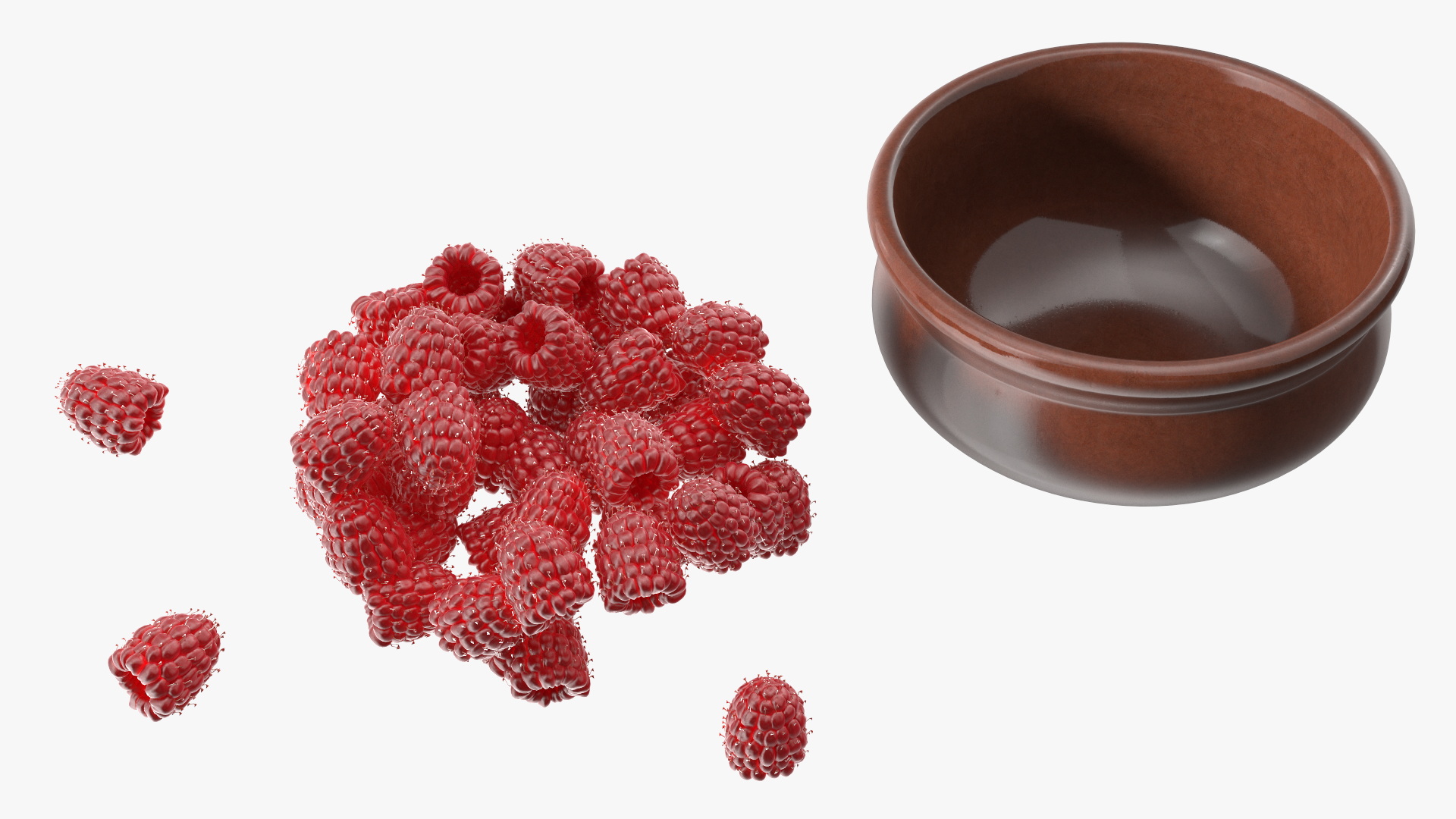 Raspberries in Bowl 3D model