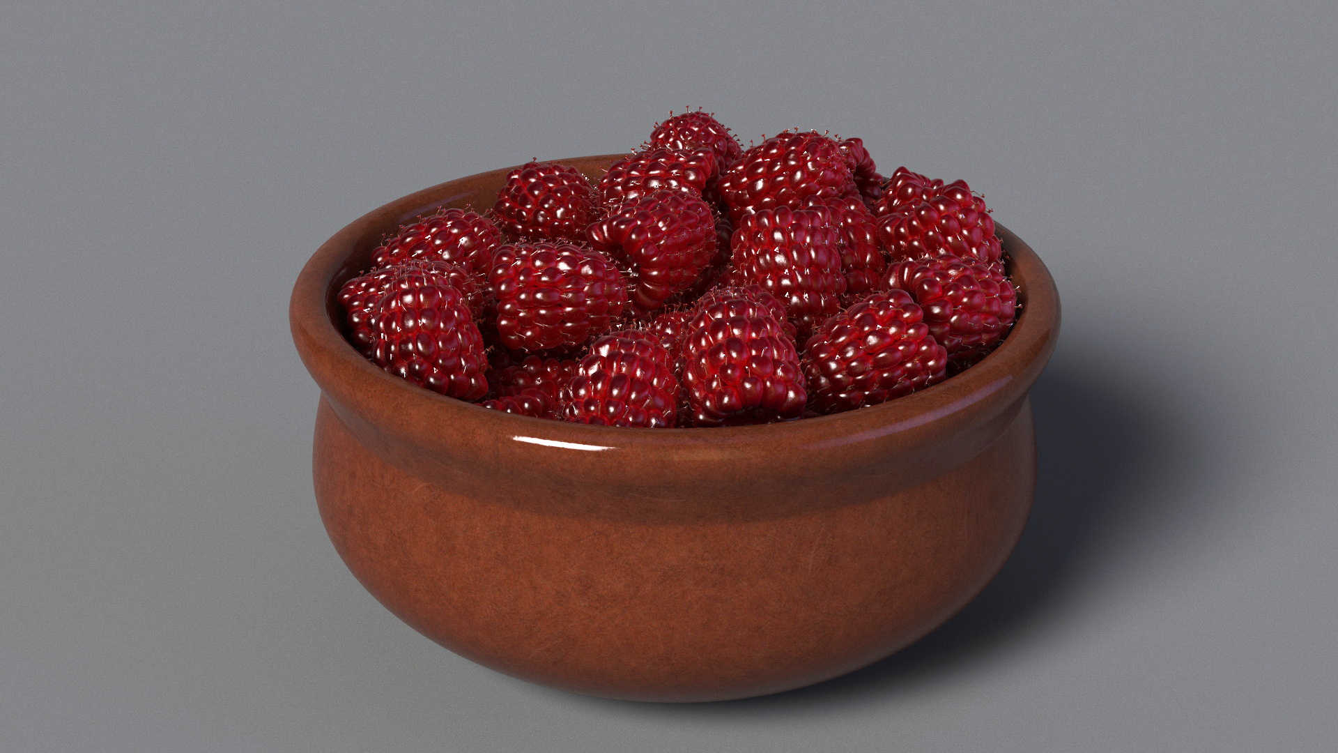 Raspberries in Bowl 3D model