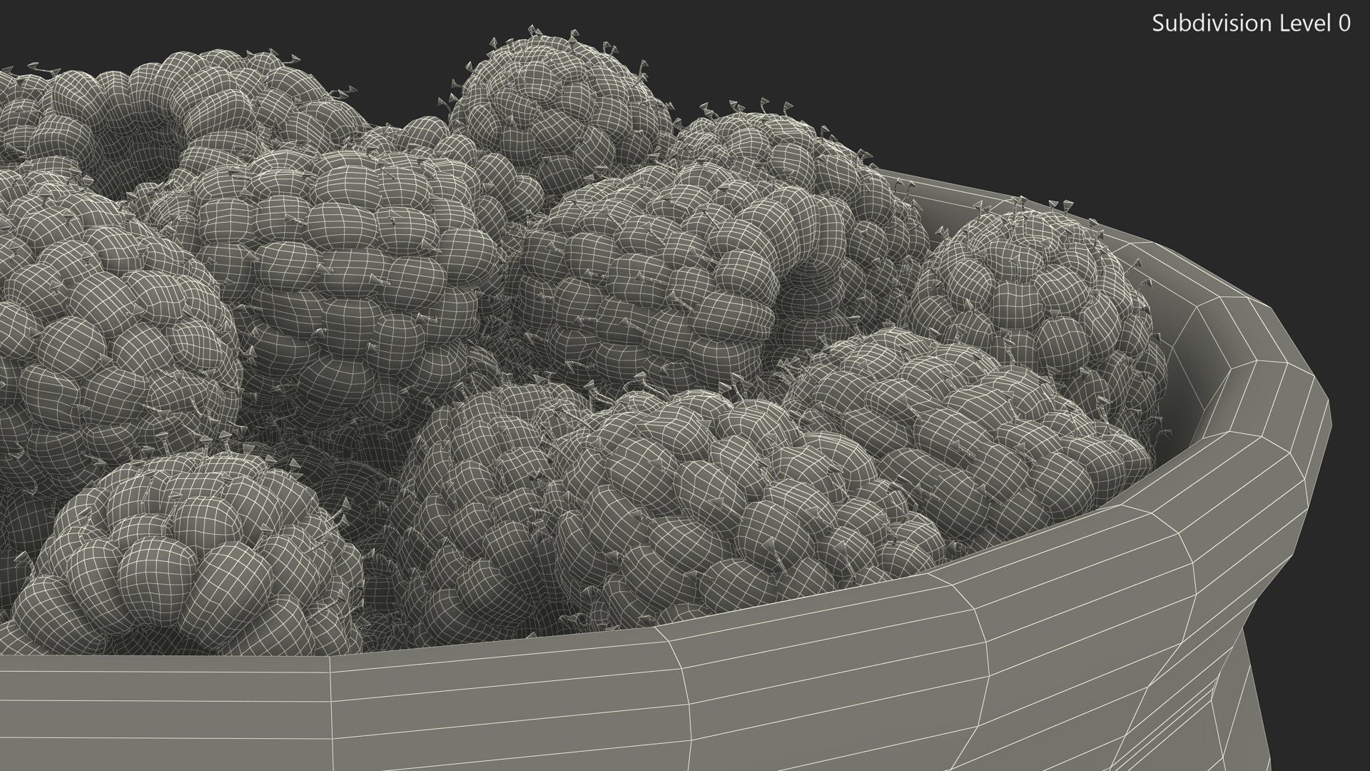 Raspberries in Bowl 3D model