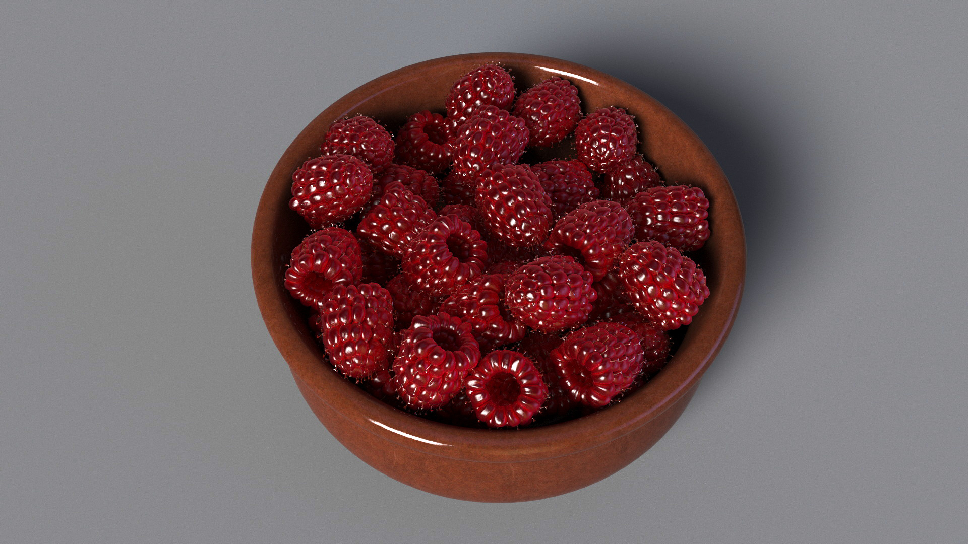 Raspberries in Bowl 3D model