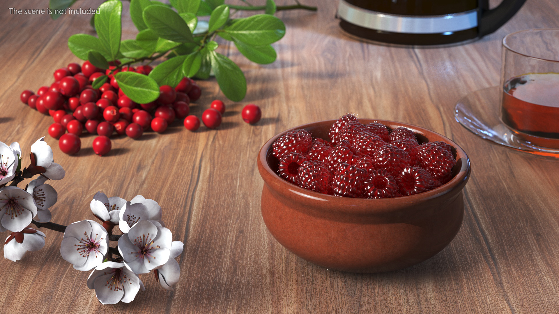 Raspberries in Bowl 3D model
