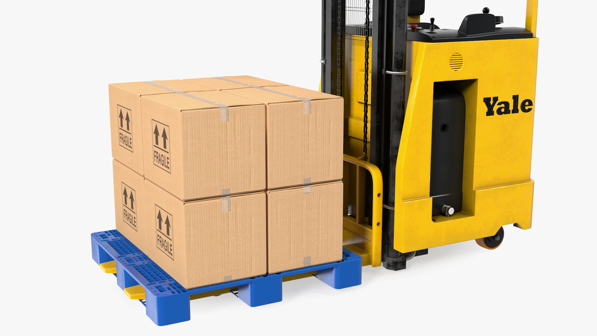 Yale Electric Forklift with Pallet and Boxes 3D model