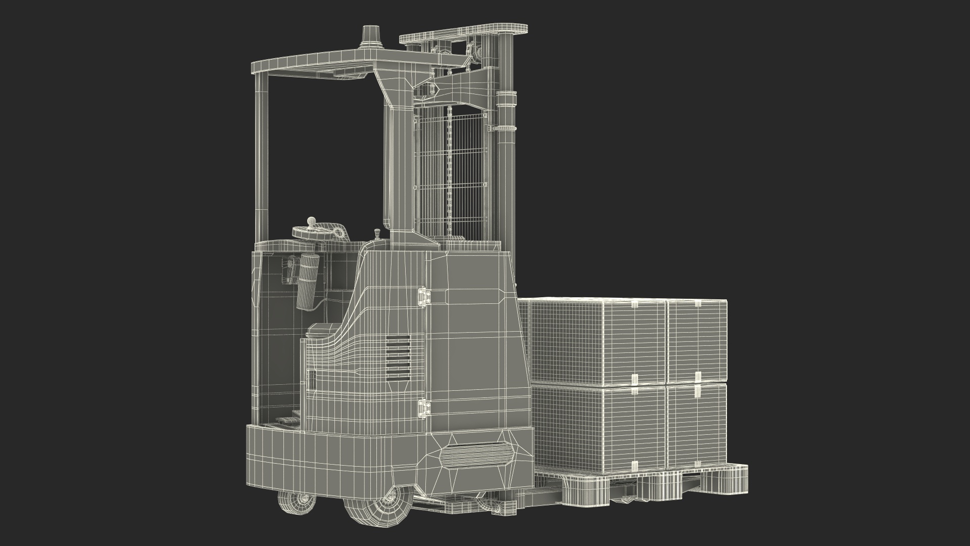 Yale Electric Forklift with Pallet and Boxes 3D model