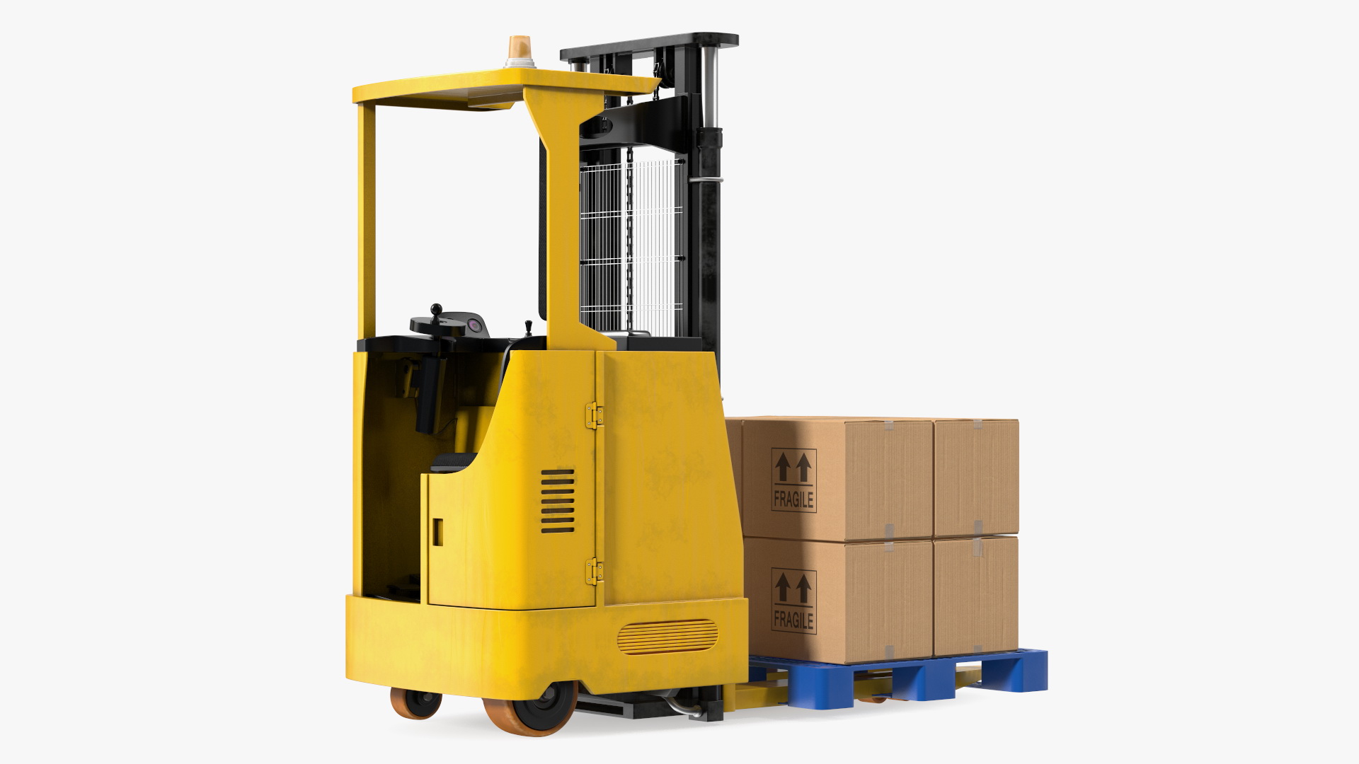 Yale Electric Forklift with Pallet and Boxes 3D model