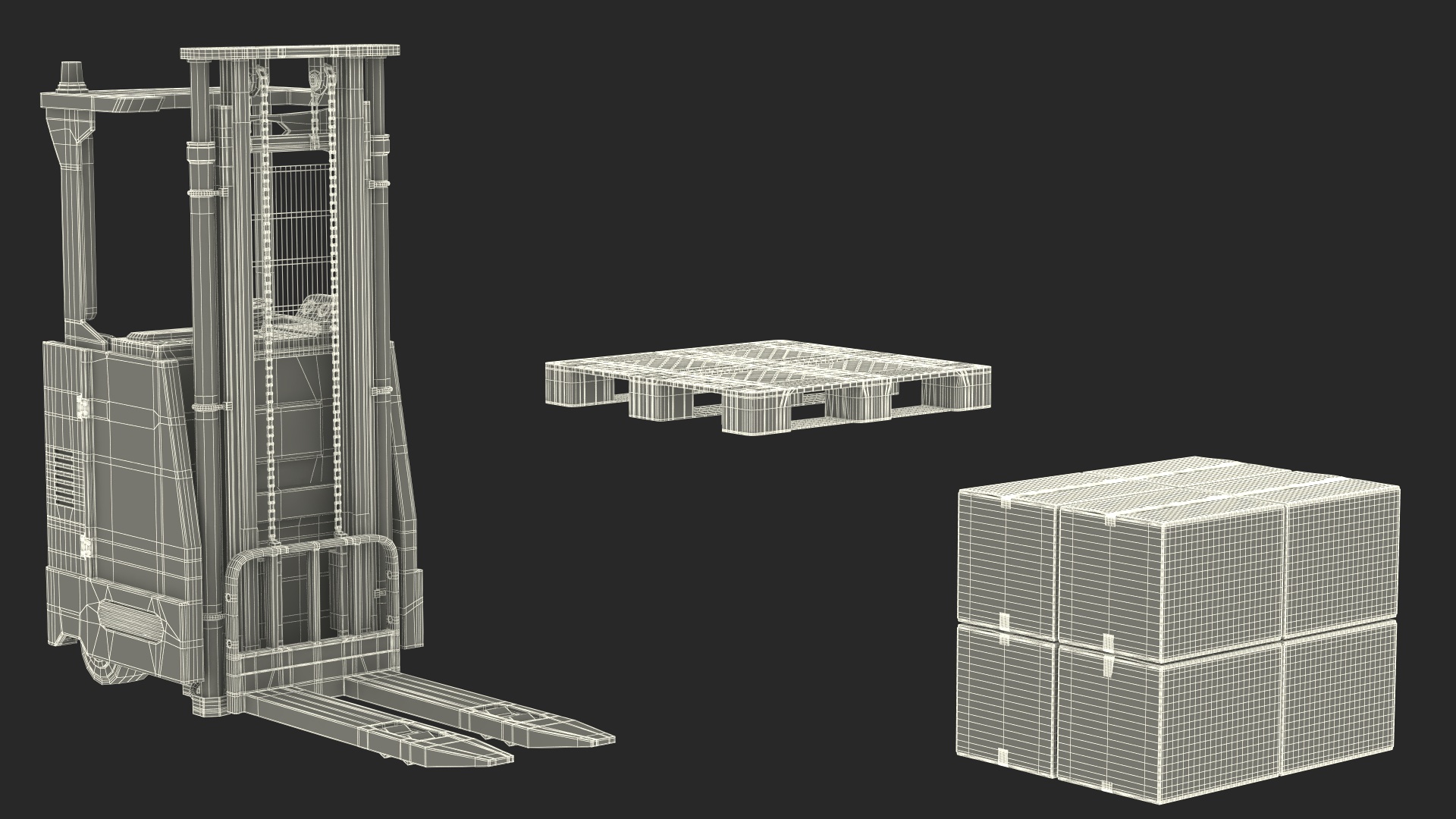 Yale Electric Forklift with Pallet and Boxes 3D model
