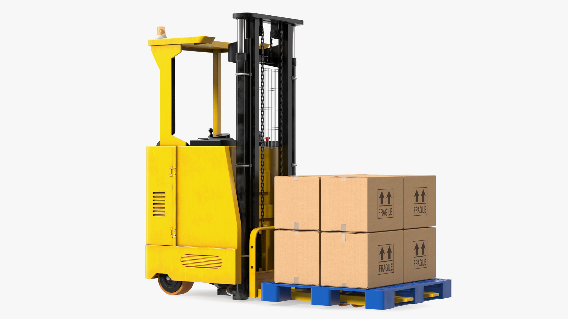 Yale Electric Forklift with Pallet and Boxes 3D model