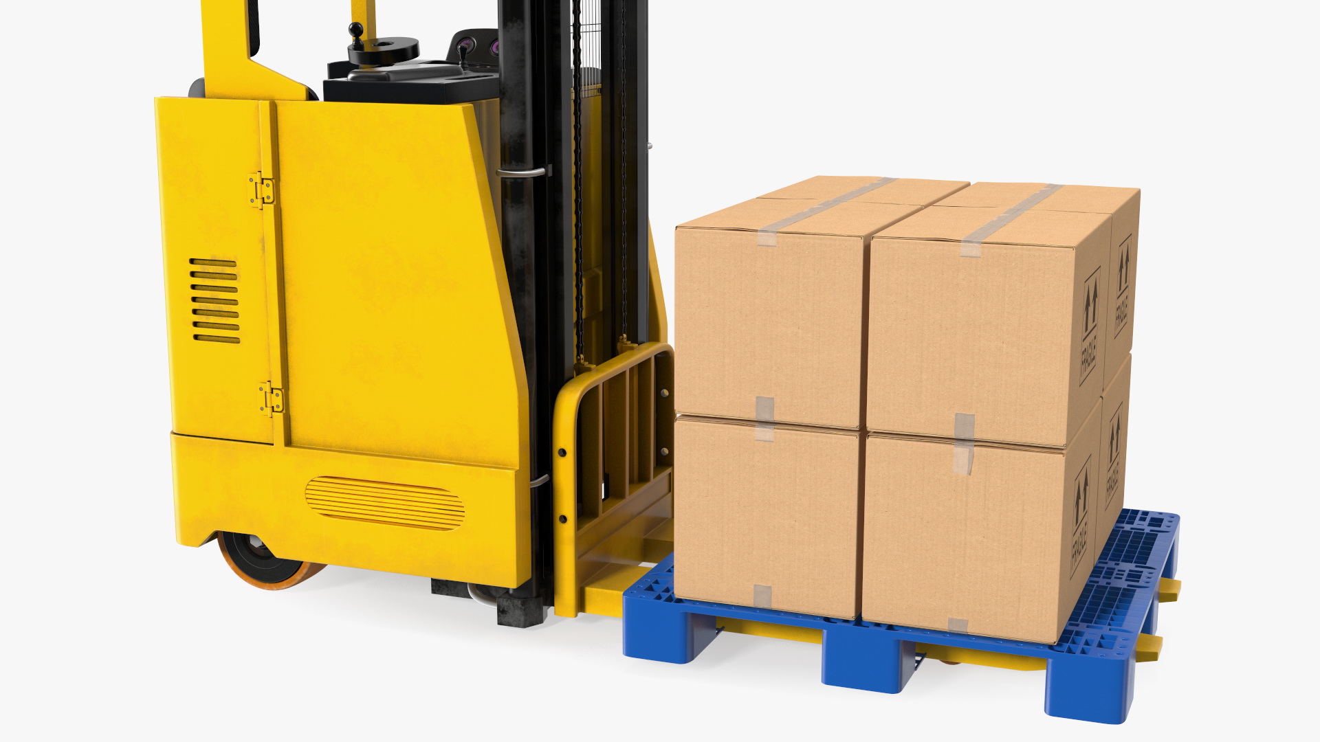 Yale Electric Forklift with Pallet and Boxes 3D model