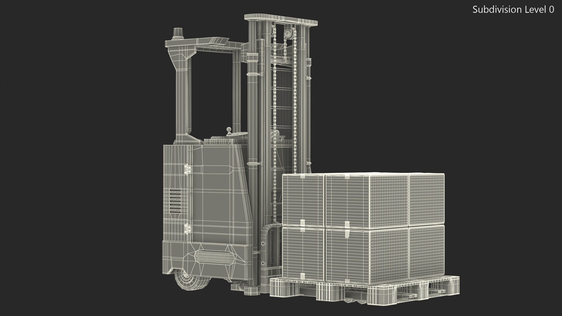 Yale Electric Forklift with Pallet and Boxes 3D model