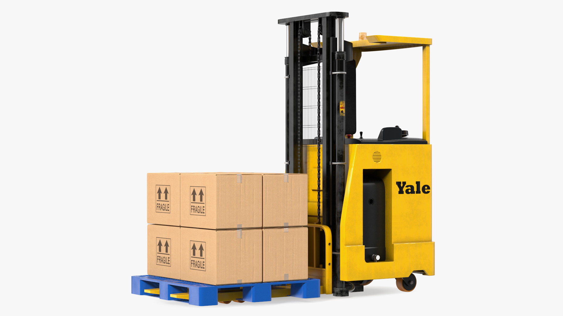 Yale Electric Forklift with Pallet and Boxes 3D model