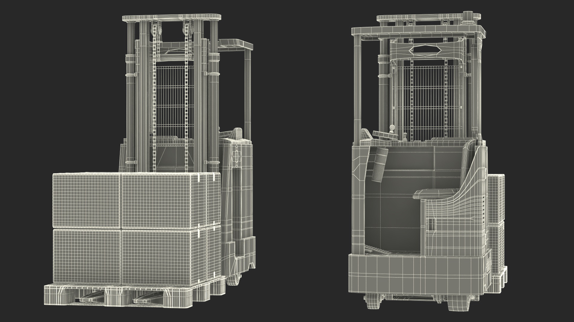 Yale Electric Forklift with Pallet and Boxes 3D model