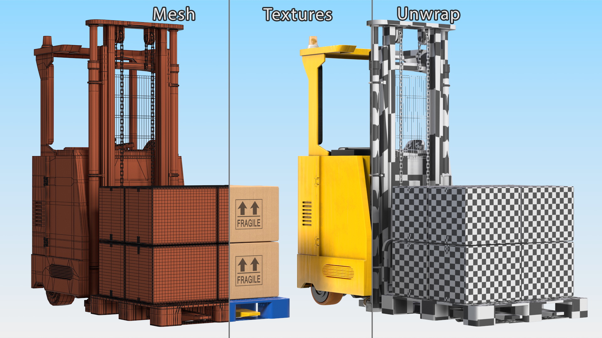 Yale Electric Forklift with Pallet and Boxes 3D model