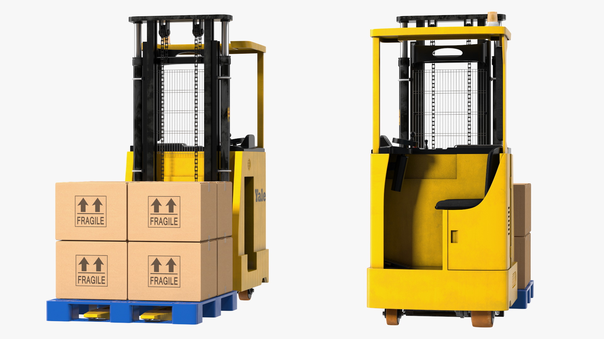 Yale Electric Forklift with Pallet and Boxes 3D model