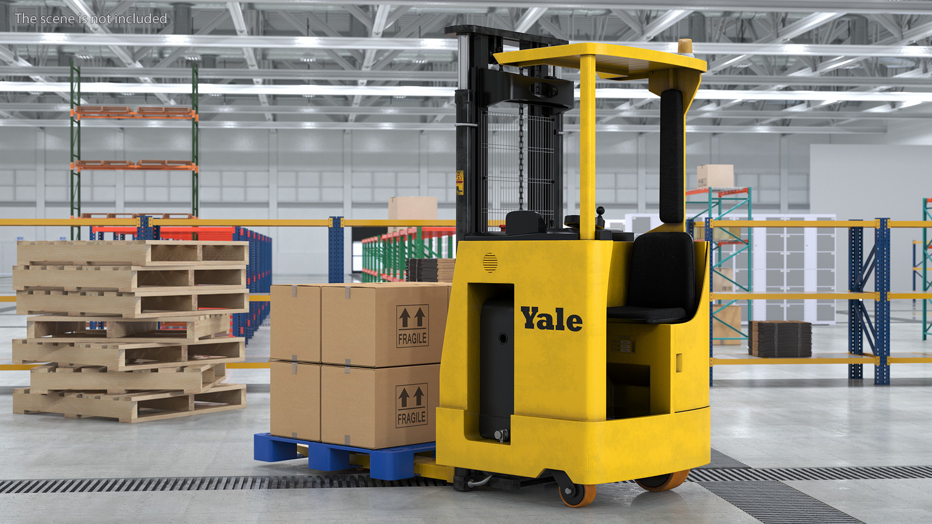 Yale Electric Forklift with Pallet and Boxes 3D model