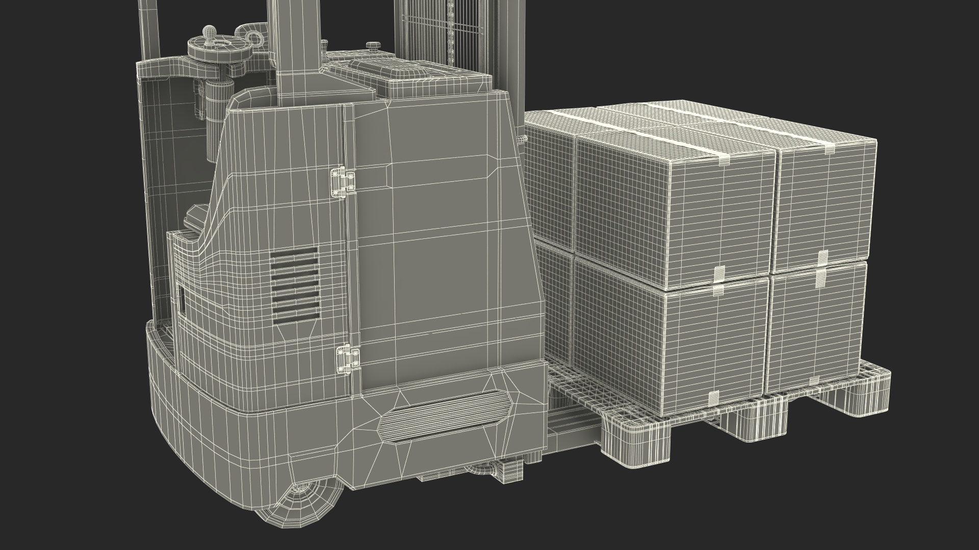 Yale Electric Forklift with Pallet and Boxes 3D model